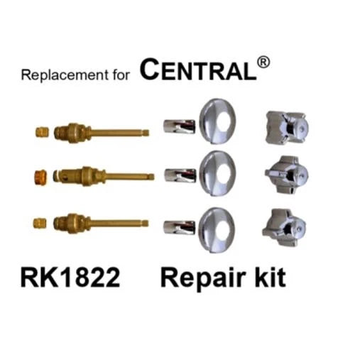 CENTRAL BRASS OLD STYLE THREE HANDLE TUB AND SHOWER REBUILD KIT CHROME RK1822