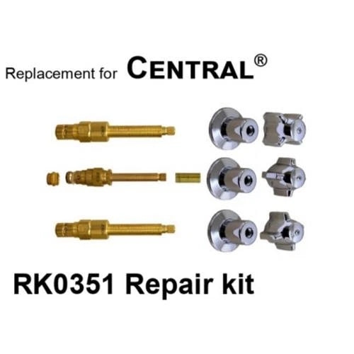 CENTRAL BRASS THREEE HANDLE TUB AND SHOWER REBUILD KIT NEW STYLE CERAMIC STEMS RK0351