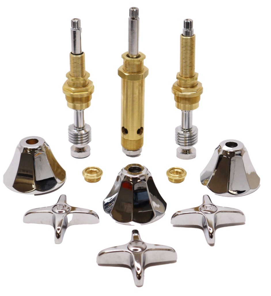 WOLVERINE BRASS THREE HANDLE TUB AND SHOWER REBUILD KIT