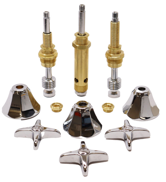 WOLVERINE BRASS THREE HANDLE TUB AND SHOWER REBUILD KIT