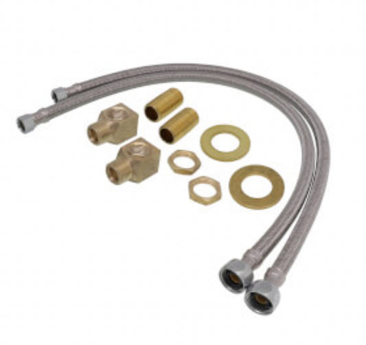 T&S Brass 1/2" NPT Close Nipples & Elbows, 24" Supply Hoses, 3/8" Compression Inlet Kit (2 per Pack), B-0230-KIT