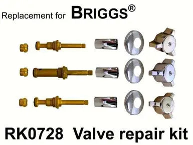 BRIGGS OLD STYLE THREE HANDLE TUB AND SHOWER REBUILD KIT CHROME RK0728