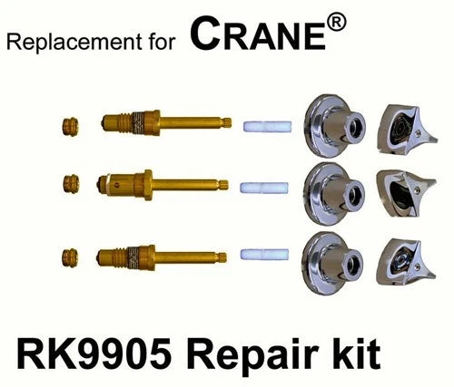 CRANE REPCAL THREE HANDLE CHROME TUB AND SHOWER FAUCET REBUILD RK9905