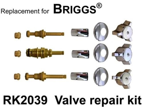 BRIGGS OLD STYLE THREE HANDLE TUB AND SHOWER FAUCET REBUILD KIT CHROME RK2039